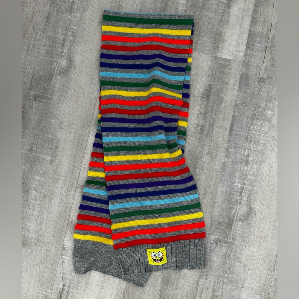 Nickelodeon SpongeBob SquarePants Striped Knit Scarf Rainbow Colors One Size